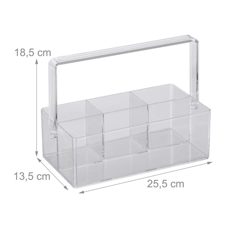 Relaxdays 4 Compartments Plastic Desk Organizer & Cosmetic Storage Portable