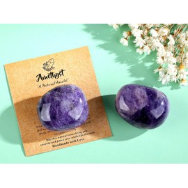 SAHOOTTIE Amethyst Crystal 1.5-2.0" Large Amethyst Gemstones Amethyst Healing Crystal Amethyst Polished Gemstone Amethyst Tumbled Stone Amethyst Pocket Stone for Crystal Lovers Beginners Collectors