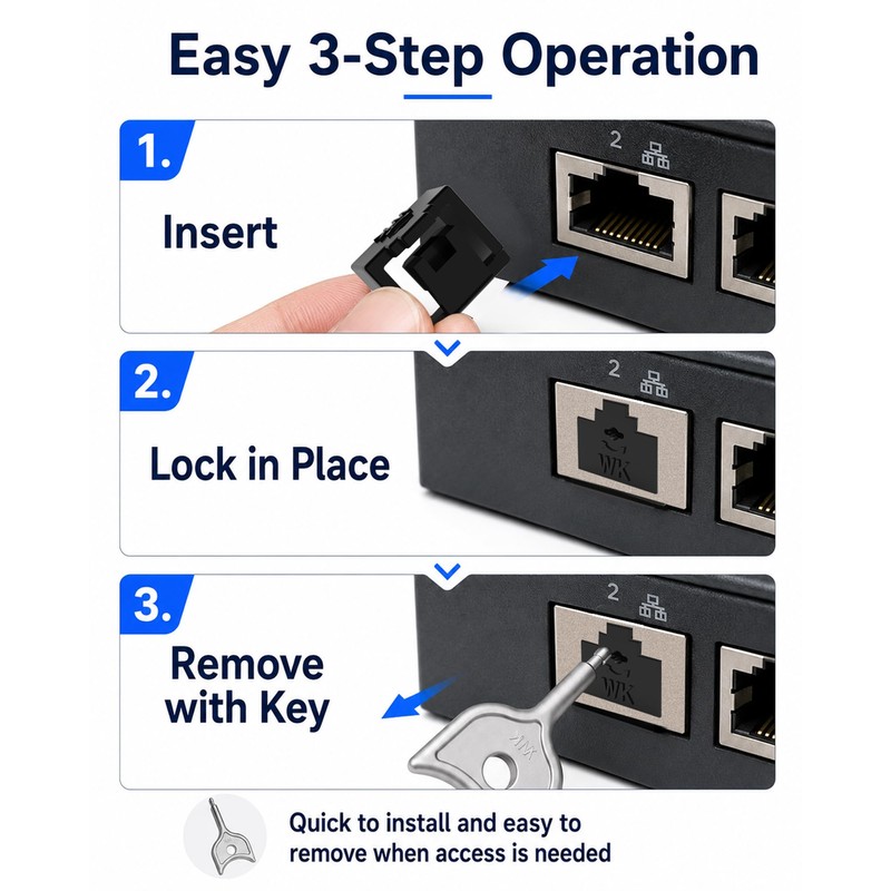 12-Pack RJ45 Port Lock with 1 Key, Security Network Port