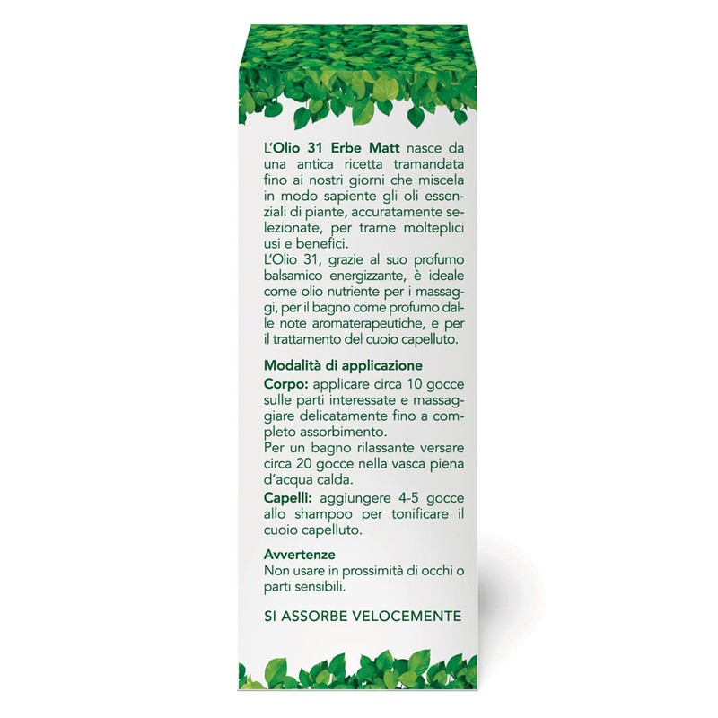 Olio 31 erbe corpo e capelli ad azione antinfiammatoria e