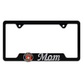 Marines Mom 3D Black Metal License Plate Frame