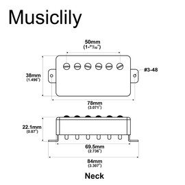 Artec LPA210 Alnico 5 Covered Humbucker Neck Pickup 8.4K for Les Paul Style Electric Guitar, Chrome