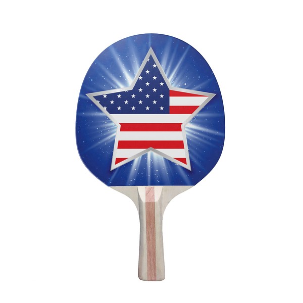 TigerTail Sports Star Flag Colorful Design Ping Pong Paddle, Premium