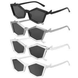 GGSTDDUP 4 Pack Y2K Sunglasses for Women Men,Trendy Polygon Glasses UV400 Protection Cat Eye Sunglasses Fashion Sport Shades for Cycling Shopping Outdoor