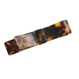 VINGTAINE H-711-BR Tortoise Shell Style Asymmetric Ribbon Barrette Marble Simple Hair Accessories, Brown