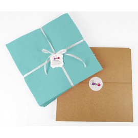Soimoi Solid Aqua Blue Precut 10-Inch Cotton Fabric Bundle Quilting Squares Charm Pack DIY Patchwork Sewing Craft