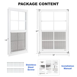 ZHULI 18"×27" Shed Window 2 Pack, Aluminum Replacement Window Outdoor, Household Shed Windows with Tempered Glass and Metal Screen, for Outside Shed Basement Greenhouse Barn Garage Cabin