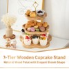 DUJUST Elegant 3-Tier Wooden Cupcake Stand with Flower-Shaped Design, Rustic