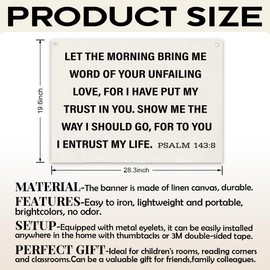 Christian Canvas Banner, Let the Morning Bring Me Word of Your Unfailing Love Poster, Religious Hanging Wall Decor, Home Bedroom Decors, Bible Verse Scripture Decor, Large Canvas Banner Flag