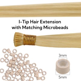 HOTBANANA I Tip Hair Extensions Human Hair, 24 Inch 50g 50s Light Blonde Highlighted Golden Blonde Pre Bonded ITip Hair Extensions Cold Fusion I Tip Extensions Straight I Tips Hair Extensions