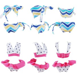E-TING 16 Items= 5Pcs Doll Beach Bikini Swimsuit with 1 Pool Swim Ring + 10Pairs Shoes for 11.5 inch Girl Doll（Random Style）