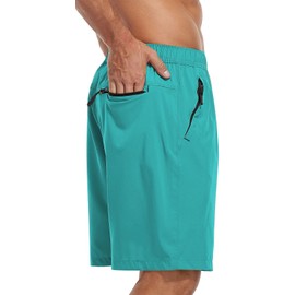 SPOSULEI Pantalones cortos deportivos de senderismo para hombre, de 7 pulgadas, de secado rápido, ligeros, para correr, entrenamiento, deportes, con bolsillos con cremallera, Verde claro, XX-Large