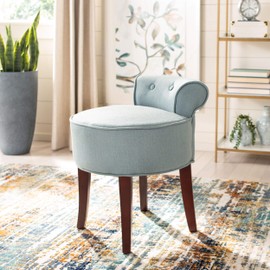 Safavieh Home Collection Georgia Silver Blue and Cherry Mahogany Petite Vanity Stool