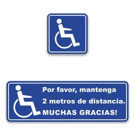 '"Bitte Sticker Set 2 Metre Distance. Thank You." and "Wheelchair Size: 30x10 cm + 10x10 cm, All the Way _ 244 (Spanish) – Wheelchair, Rolli Recently Gap – Thank You – Car Sticker.