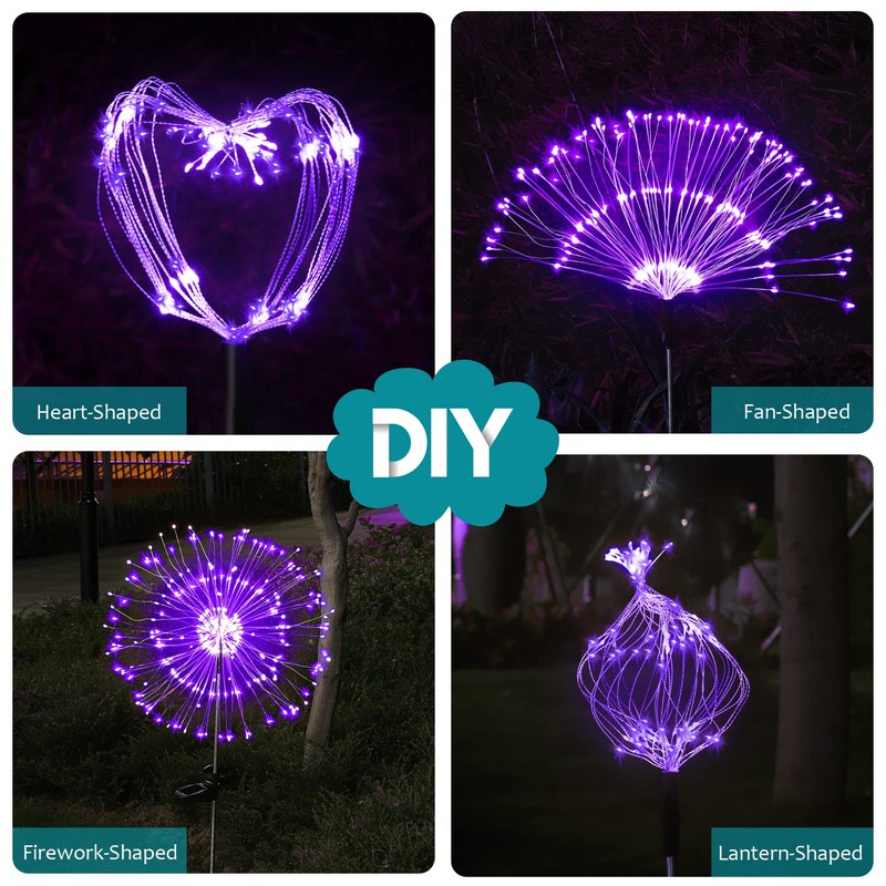 JJGoo Solar Firework Lights, 2 Pack 120 LEDs 2 Lighting