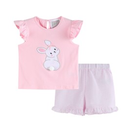 Lil cactus Pink Bunny T-Shirt and Shorts Set, 3T