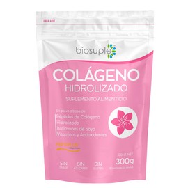 BIOSUPLE  Colágeno Hidrolizado adicionado con Isoflavonas de Soya, Calcio de Coral y Vitaminas C, D3 y E. Polvo 300 g, sabor Natural  Suplemento...   