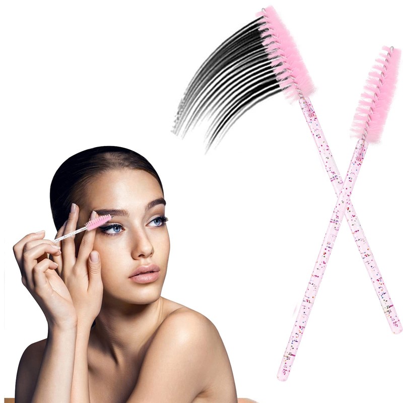 BTYMS 100 Pieces Disposable Lash Wands Eyelash Brushes with Crystal
