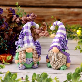 Shappy 2 Pcs Lavender Gnomes Decor Purple Gnomes Decorations for Home Gnome Gifts Lavender Figurine Table Gnome Ornaments Spring Summer Lavender Gnome Decorations Gifts for Home (Lavender Style)