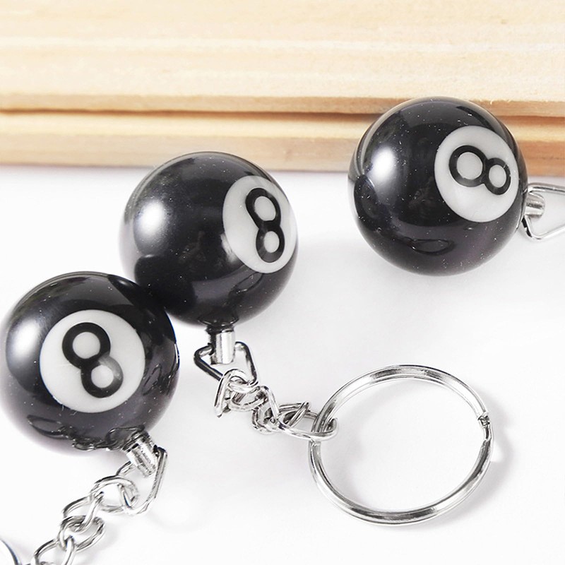TRHDFW 8 ball black pool ball key ring keychain