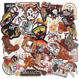 Western Embroidered Iron On Patches for Hats: Meneng 45Pcs Cowboy Sew On Applique Patches for Jackets Backpacks Clothing - Vintage Embroidery Patch for DIY Accessories