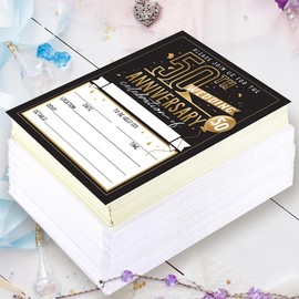 50th Wedding Anniversary Invitations and Envelopes - Set of 25 - Blank Stationery Card - Minimalist Supplies Perfect for Celebrating Special Couple's Milestone, 5x7 Elegant Design Invitations