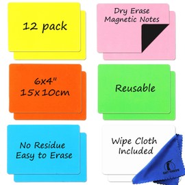 Magnets Writeable for Fridge - Pack of 12 - 15 x 10 cm Whiteboard Magnetic Labels Magnetic Strips - Small Magnetic Signs for Writing on for Home, Office, Kanban and School