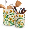 Sunflower Utensil Holder, 7.1"+5.4" Ceramic Utensil Holder for Kitchen Counter,