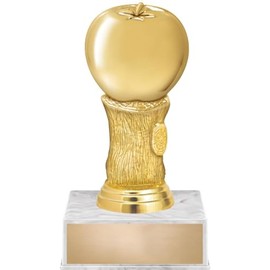 Crown Awards 6" Gold Academic Apple Award Trophy On White Base