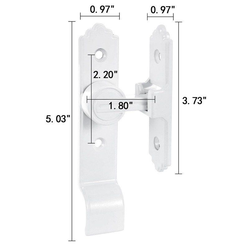 90 Degree White Barn Door Lock, Flip Gate Latch with