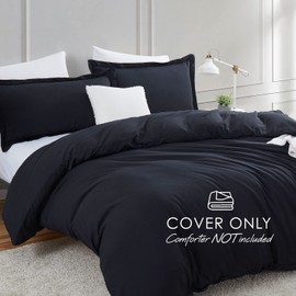 Hearth & Harbor Black Duvet Cover King Size - 3 Piece King Duvet Cover Set, Soft Double Brushed King Duvet Covers with Button Closure, 1 King Size Duvet Cover 104x90 inches and 2 Pillow Shams