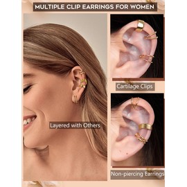 CASSIECA 20Pcs Ear Cuffs Earrings Set for Women Non-Piercing Dainty Cartilage Ear Clip On Wrap Earring Set Adjustable
