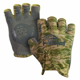 Fish Monkey Gloves Stubby Guide Gloves, XX-Large, Green Water Camo