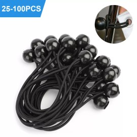 Unbranded 6" 9" Inch Black Ball Bungee Bungie Cord Canopy Tarp Tie Downs Straps Heavy Duty - 9 inch, 25 PCS