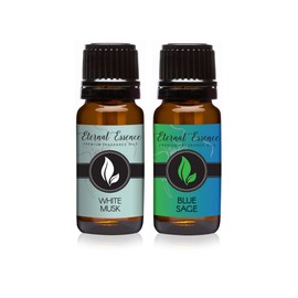 Eternal Essence Oils 2 Pack 10ml Premium Fragrance Oil - White Musk & Blue Sage - for Candle, Soap Making, Aromatherapy, Diffusers, Home Care, & Humidifiers
