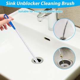 4 Pieces Drain Cleaning Brush, Sink Pipe Cleaners, Drain Brush Pipe Cleaning, Flexibly Bendable, Suitable for Toilets, Kitchen Sinks, Bathroom Bathtubs, Showers and Sewer Drains (17.71 Inches)
