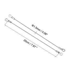 PATIKIL 4pcs Stainless Steel Strap Cable 1.5mm x 20cm Eyelet End Security Wire Rope