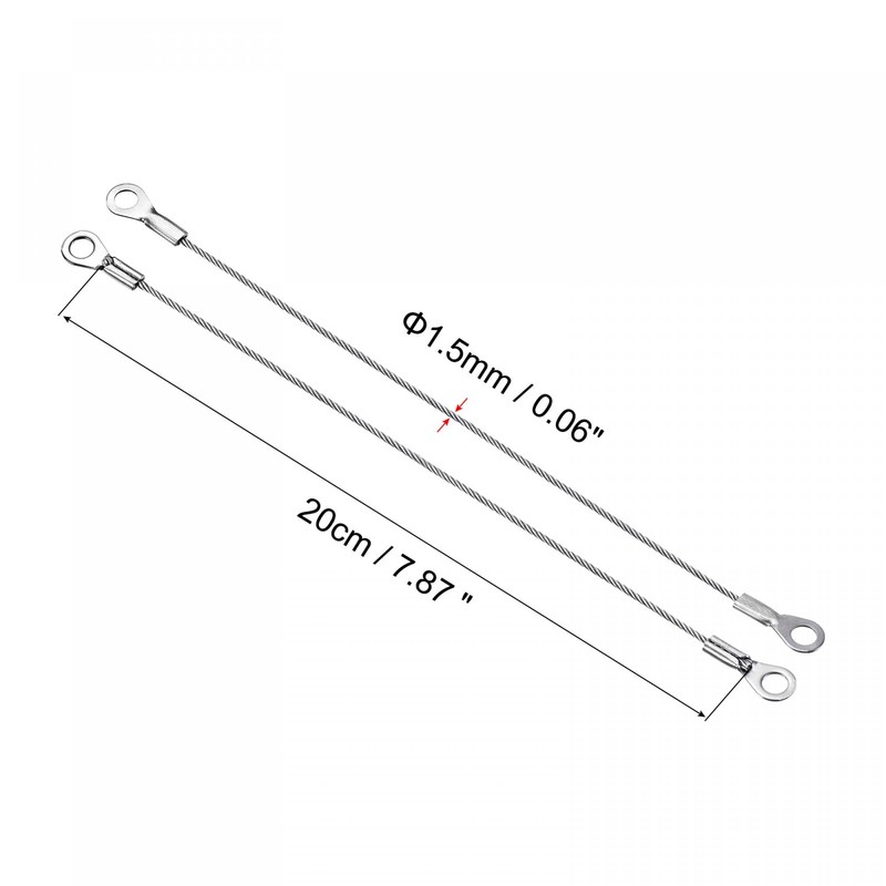 PATIKIL 4pcs Stainless Steel Strap Cable 1.5mm x 20cm Eyelet