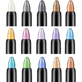 Set 15 Sombras en Barra Glitter Brillante Textura Cremosa Maquillaje para Ojos Colores brillantes Sombra de ojos Practica