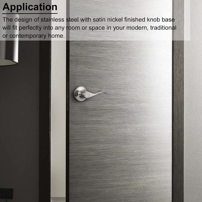 5 x Knobonly Privacy Door Handles Lever Keyless Brushed Nickel