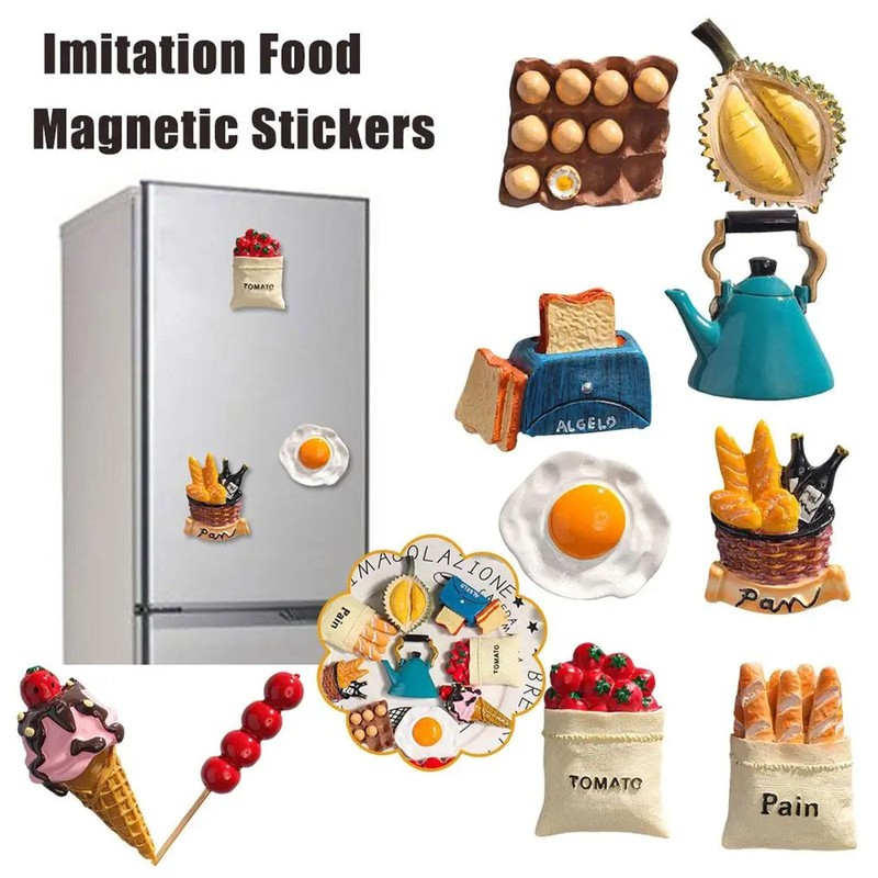 10Pcs Food Fridge Magnets, Cute 3D Magnet for Refrigerator, Strong