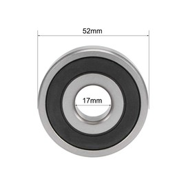 sourcing map 333-2RS Ball Bearing Deep Groove Ball Bearing Set 17 x 52 x 16 mm Double Shielded Chrome Steel P0 (ABEC1) Skateboard Bearings Skateboard Ball Bearings Mini Ball Bearings
