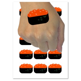 Salmon Egg Ikura Nigiri Sushi Sashimi Temporary Tattoo Water Resistant Fake Body Art Set Collection - 54 1" Tattoos (1 Sheet)