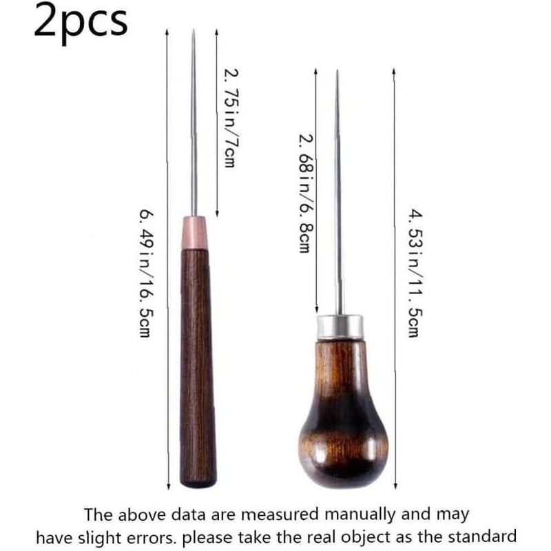 2Pcs Awl Scratch Awl Wooden Handle Pin Stamping Tool for