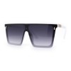 SA106 Flat Top Rimless Oversize Rectangle Shield Mob Sunglasses -