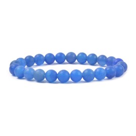 Frosted Blue Agate Gemstone 8mm Round Beads Stretch Bracelet 7 Inch Unisex