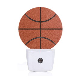 Axayaz Basketball Line LED Night Light Ball Game Sports Orange Black Dusk to Dawn Round Lamp Auto Sensor for Bathroom Hallway Living Room