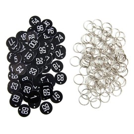 Sourcemall Plastic ID Number Tags Key Tags with Key Rings (1-50, Black)