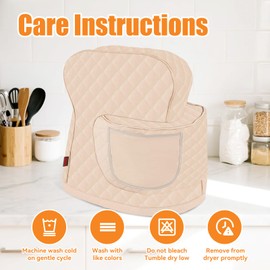Stand Mixer Cover, Compatible with Kitchen Aid Mixer with Tilting Head and Storage Bag (White)