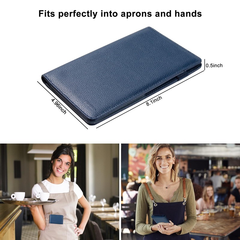 EcoVision Server Book for Waitress, Leather Waiter Organizer with Zipper
